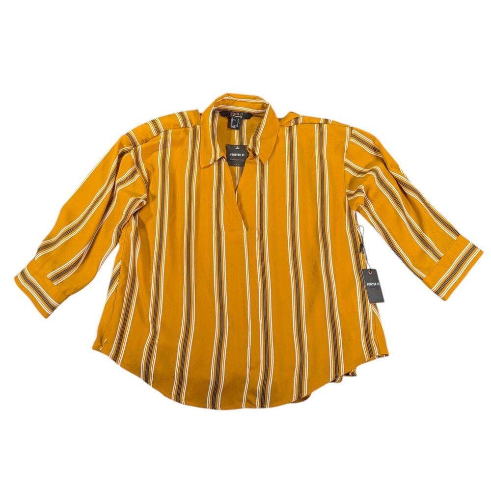 NWT Forever 21 Contemporary Mustard Tie Back Blouse Small